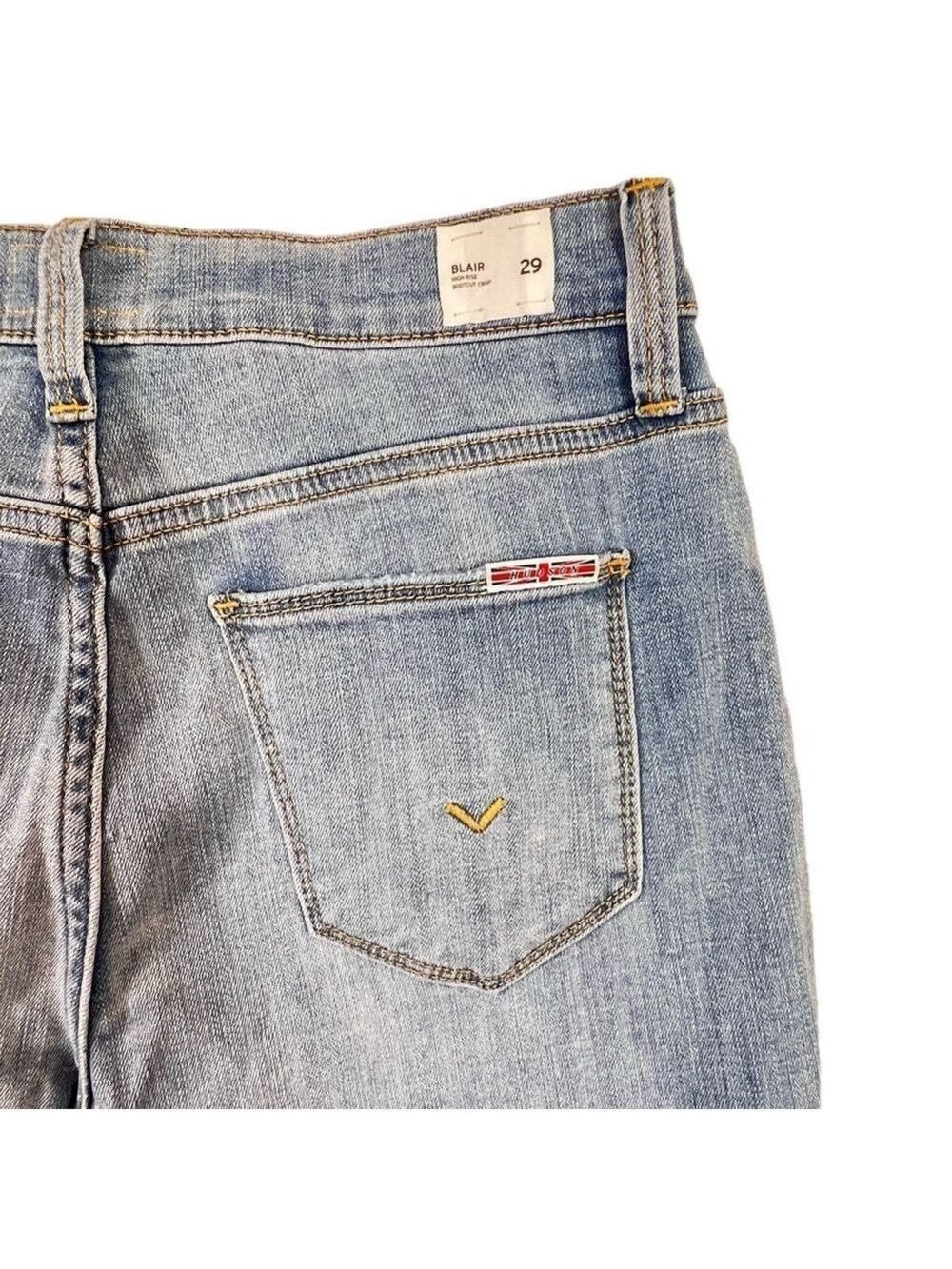 Hudson Blair High Rise Bootcut Crop Jeans Sz 29 Ankle Flare Medium Wash Raw Hem